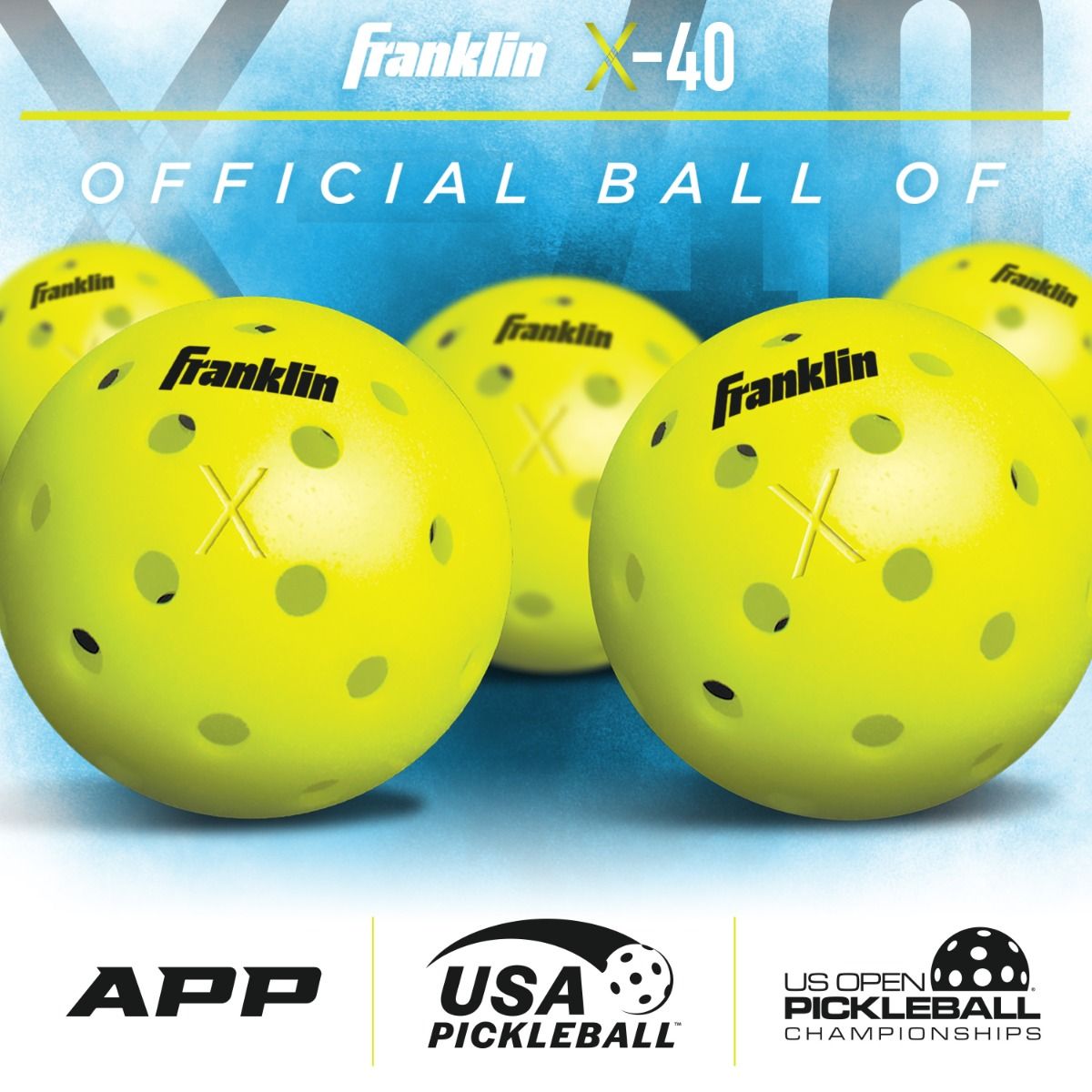Franklin Dagger Pickleball Paddle Propylene & Ball 2 Player Blue New