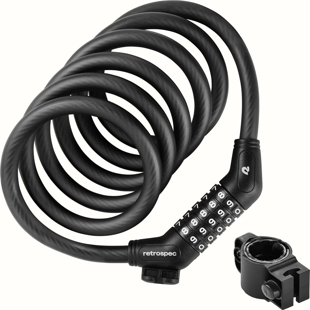 Retrospec Grizzly Plus Integrated Combo Cable Bike Lock - 12mm New