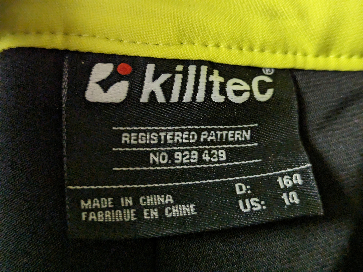 Killtec Insulated Youth Ski/Snowboard Bibs Size YL Color Yellow Used