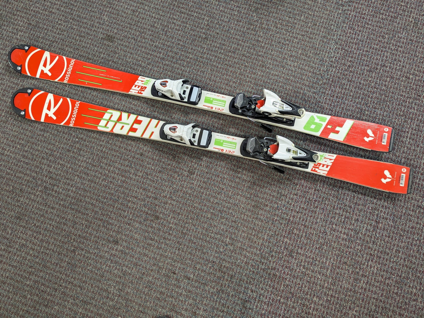 Rossignol Hero SL Pro Skis w/Look Bindings Size 132 Cm Color Orange Condition Used