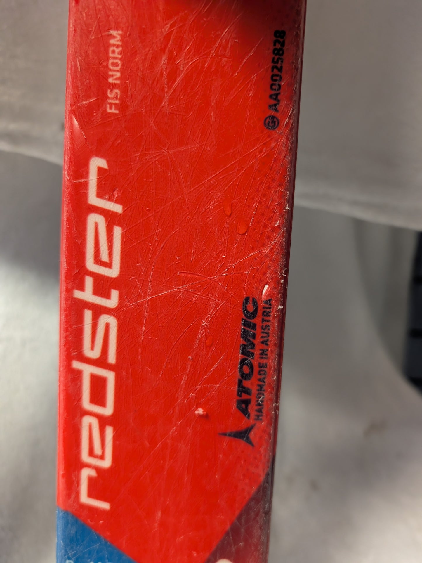K2 GS Redster Skis w/Atomic Bindings Size 138 Cm Color Red Condition Used