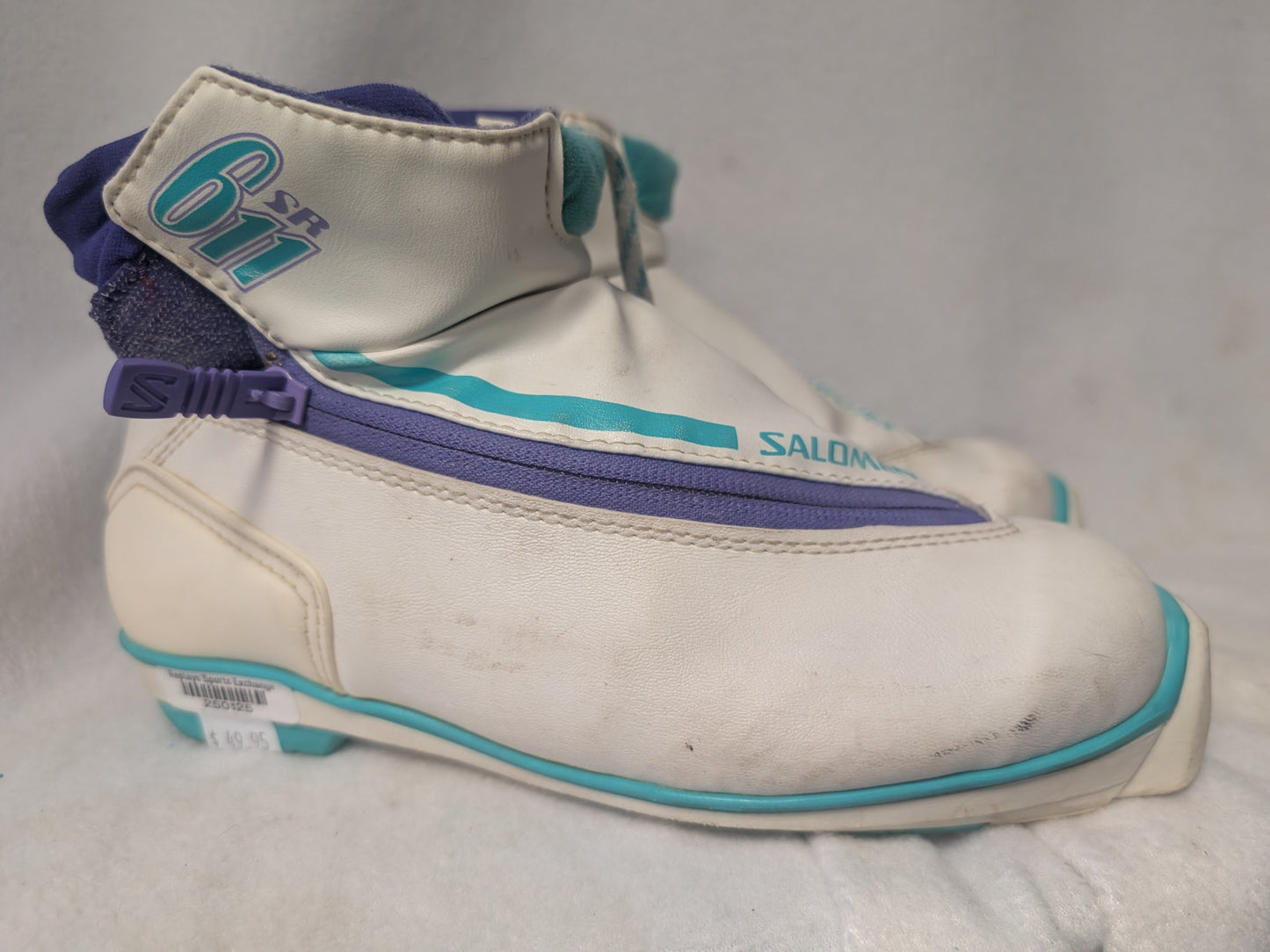 Salomon 611SR XC Cross Country SNS Profil Ski Boots Size 23.5 37 White Used