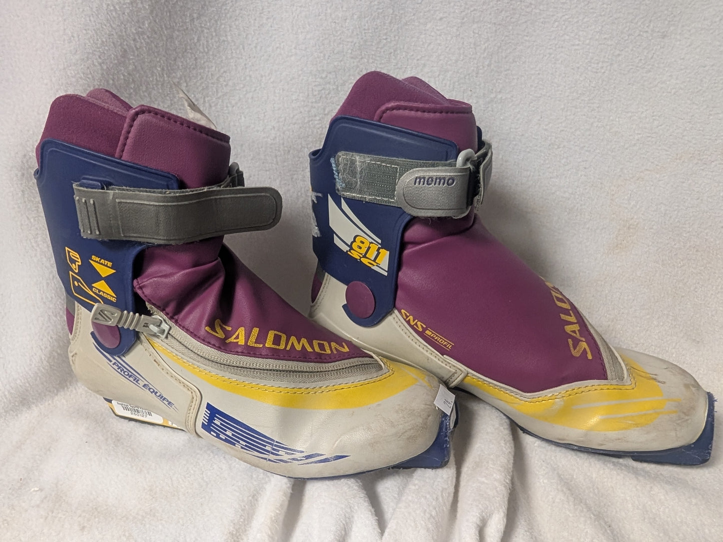 Salomon 811SC XC Cross Country SNS Profil Ski Boots Size 23.5 37 Purple Used