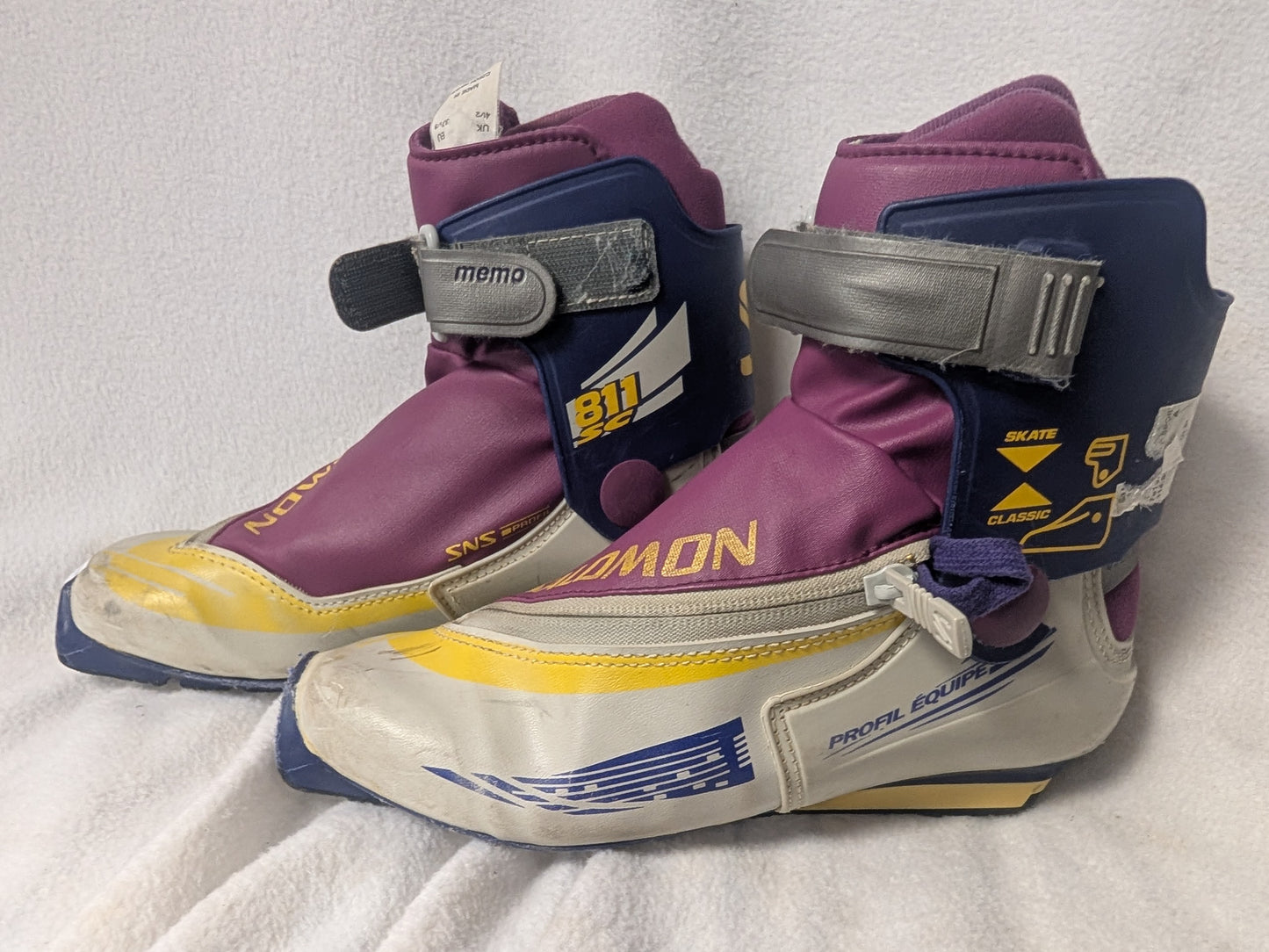 Salomon 811SC XC Cross Country SNS Profil Ski Boots Size 23.5 37 Purple Used