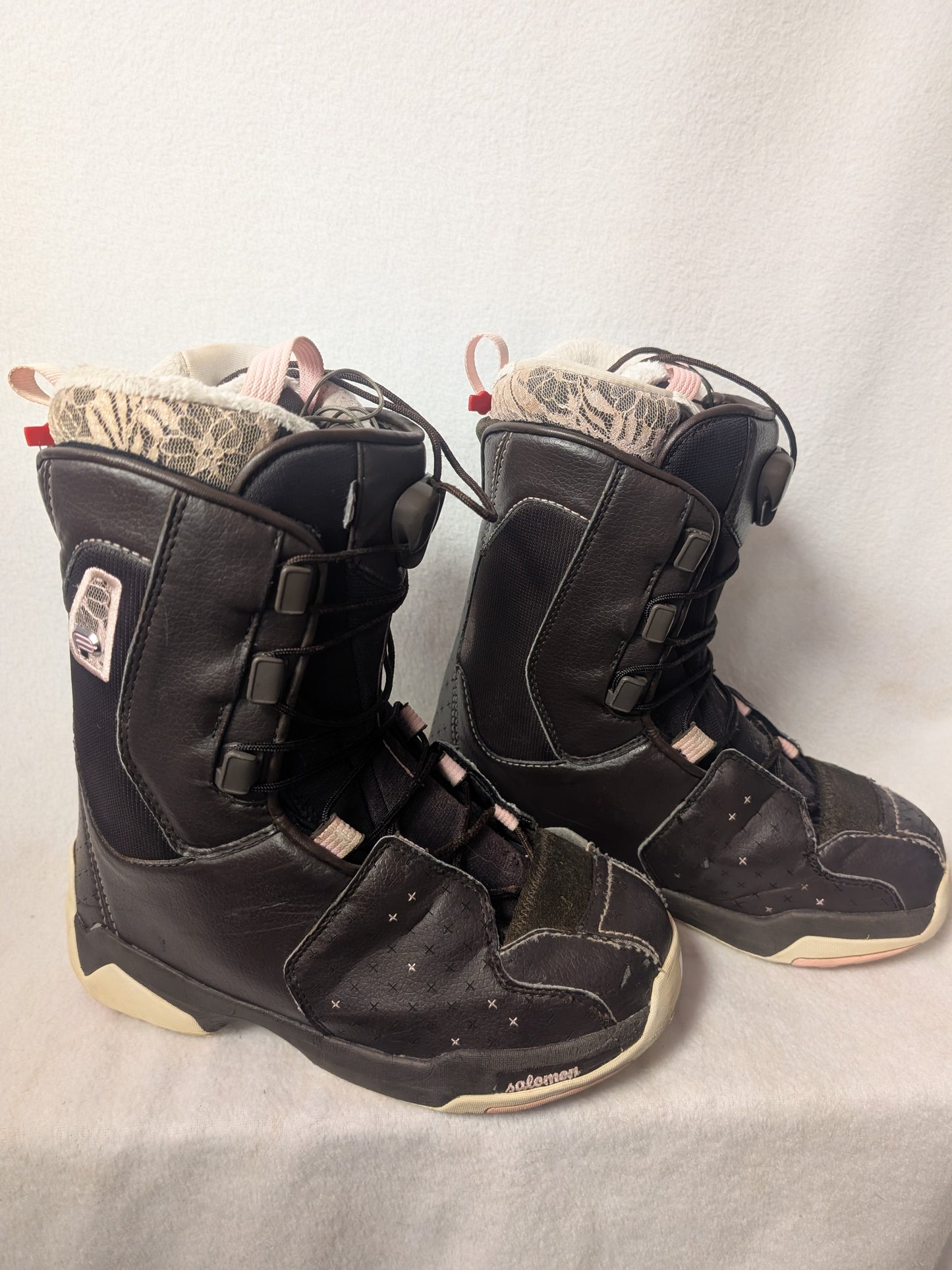Salomon F20 Self Snowboard Boots Women Size 7.5 Brown Used Adult
