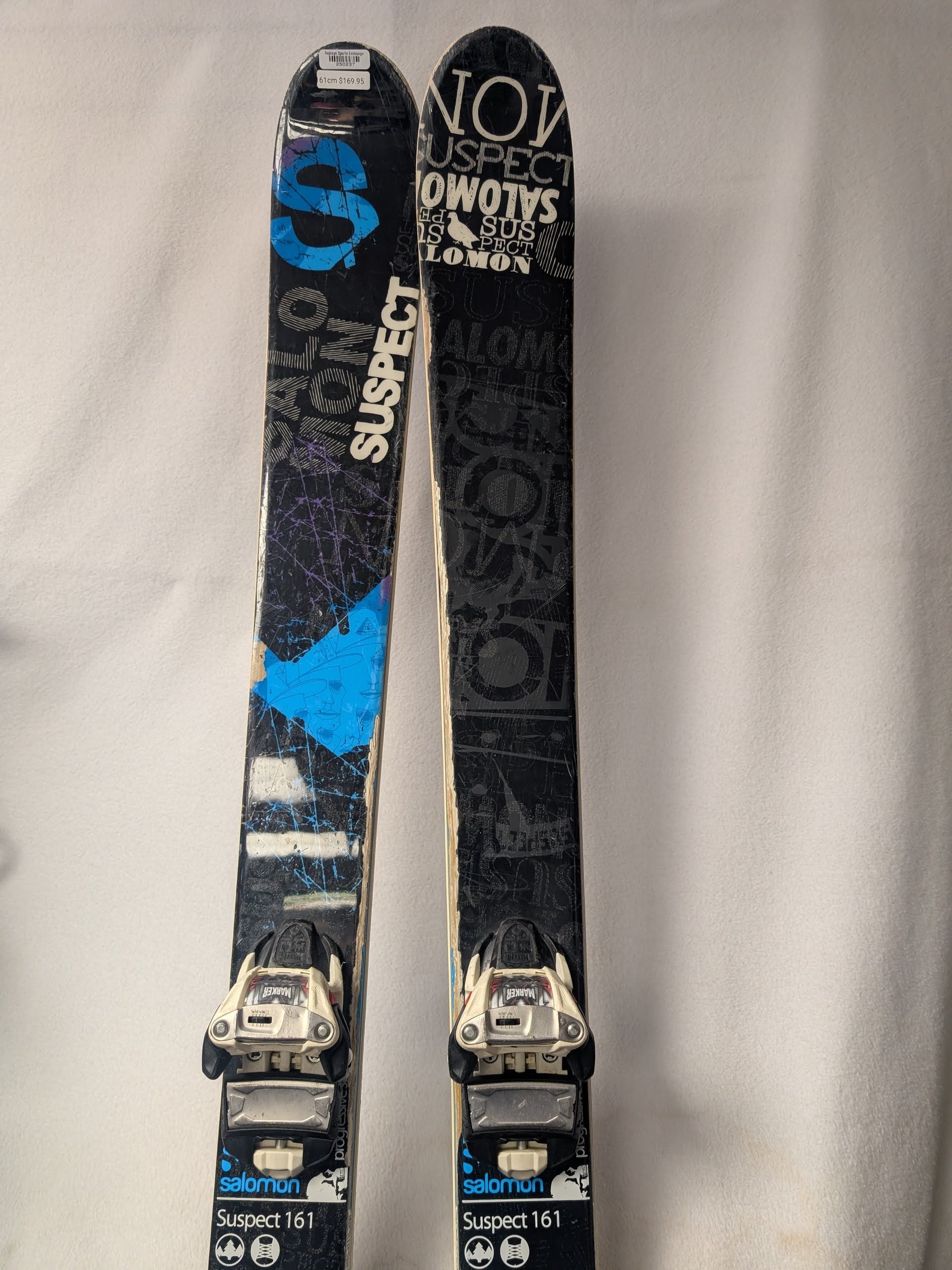 salomon black skis Salomon Suspect Skis Marker Squire Bindings Size 161 Cm Black Used – Replays Sports Exchange