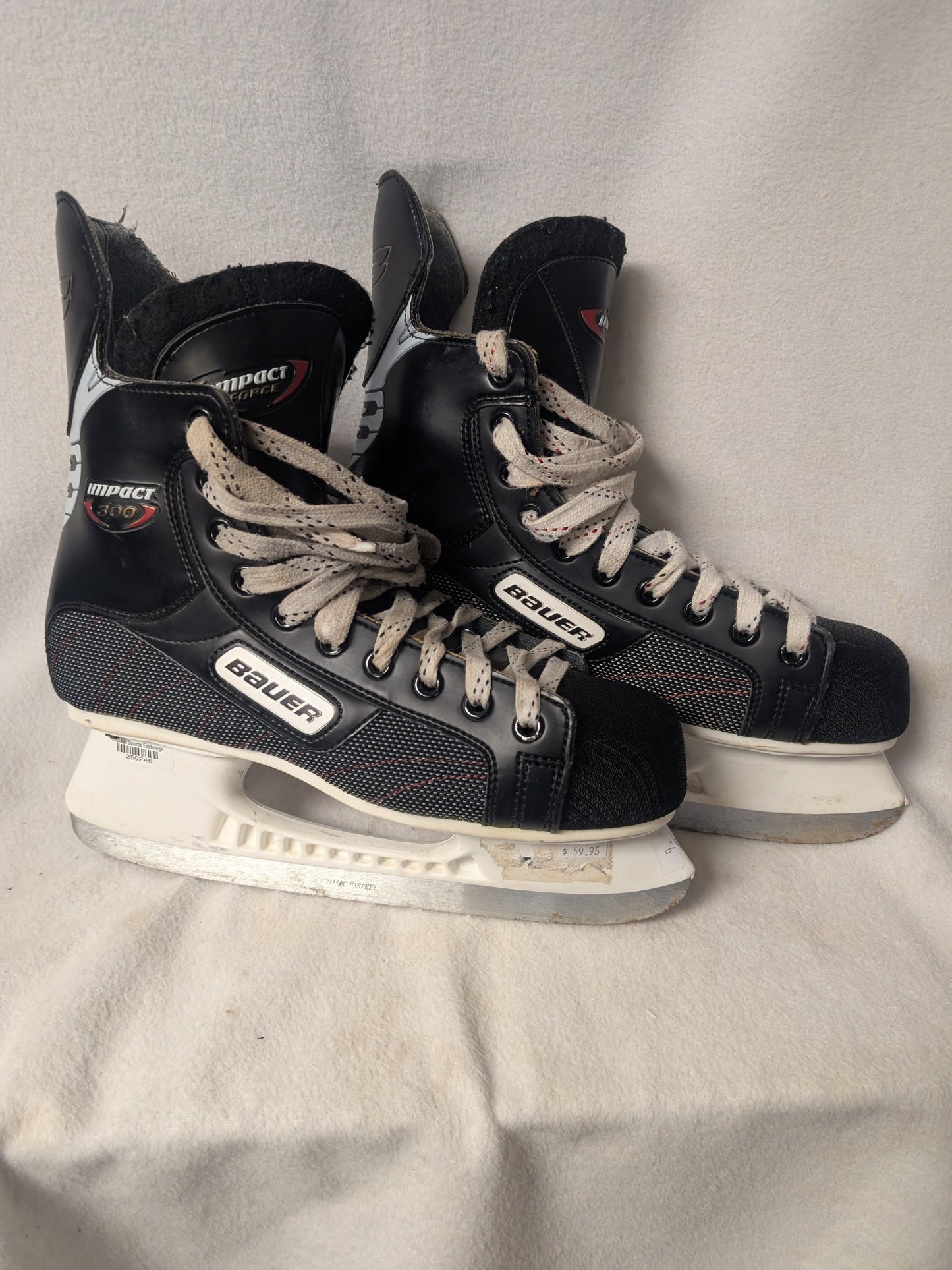 Bauer Impact Hockey Ice Skates Size 9 Color Black Used