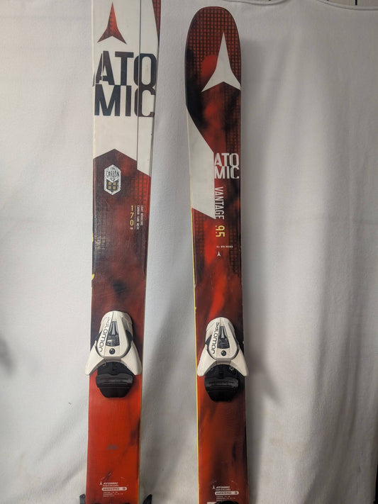 Atomic Vantage Wood Core Skis Salomon Bindings Size 170 Cm Color Red Condition Used