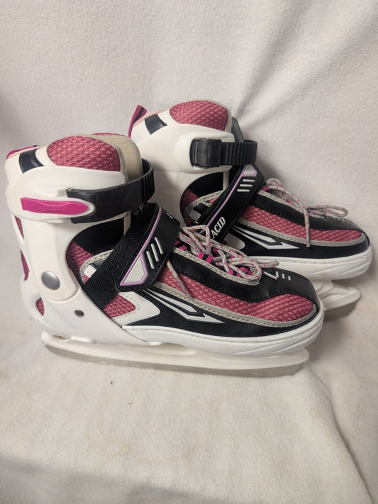 Lake Placid Hockey Ice Skates Size 2-5 Adjustable Color White Used