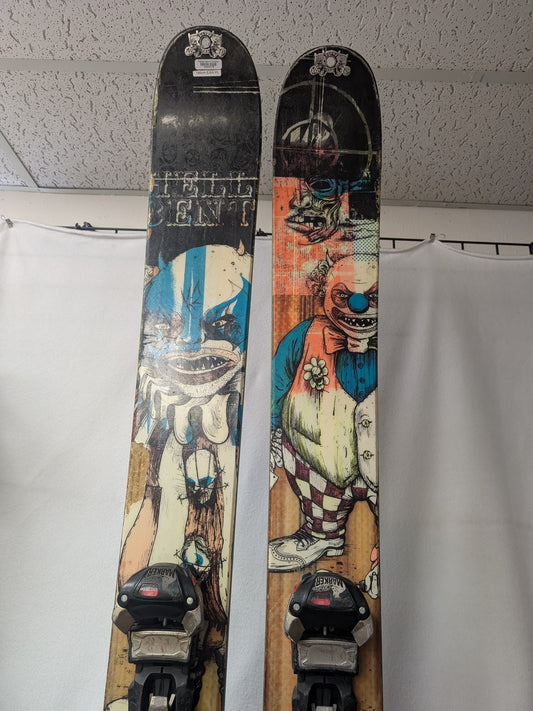 K2 Hell Bent XC Skis Marker Duke Randonee AT Bindings Size 180 Cm Green Used