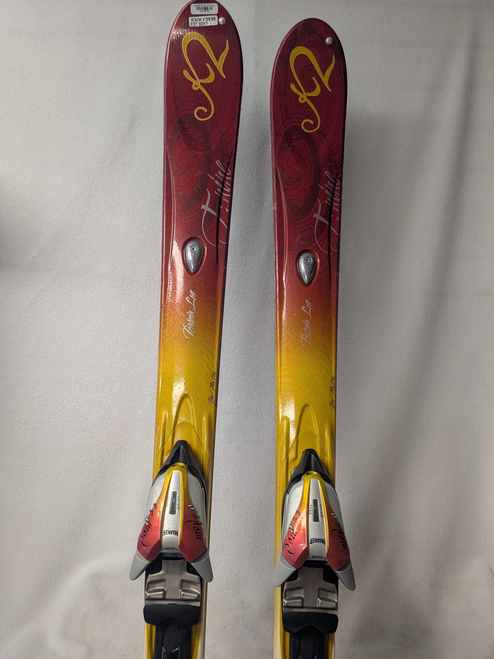 k2 burnin luv skis women's K2 Burnin Luv Skis Marker Mod 11 Bindings 157 Cm Color Red Condition U
