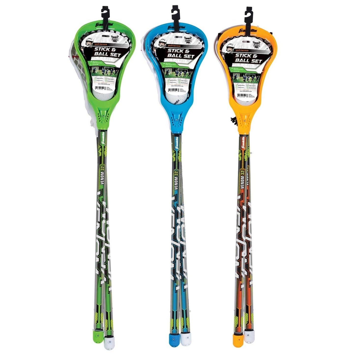 Franklin 32" Youth Venom Lacrosse 2 Stick and Ball Set New