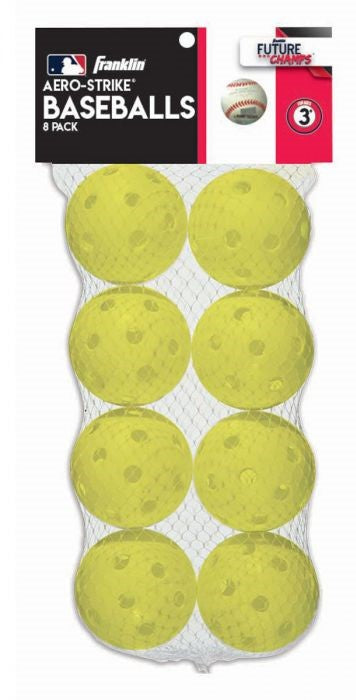 Franklin MLB PLASTIC BASEBALLS White or Yellow 8 Pack New Aero-Strike Future Champs Ages 3+