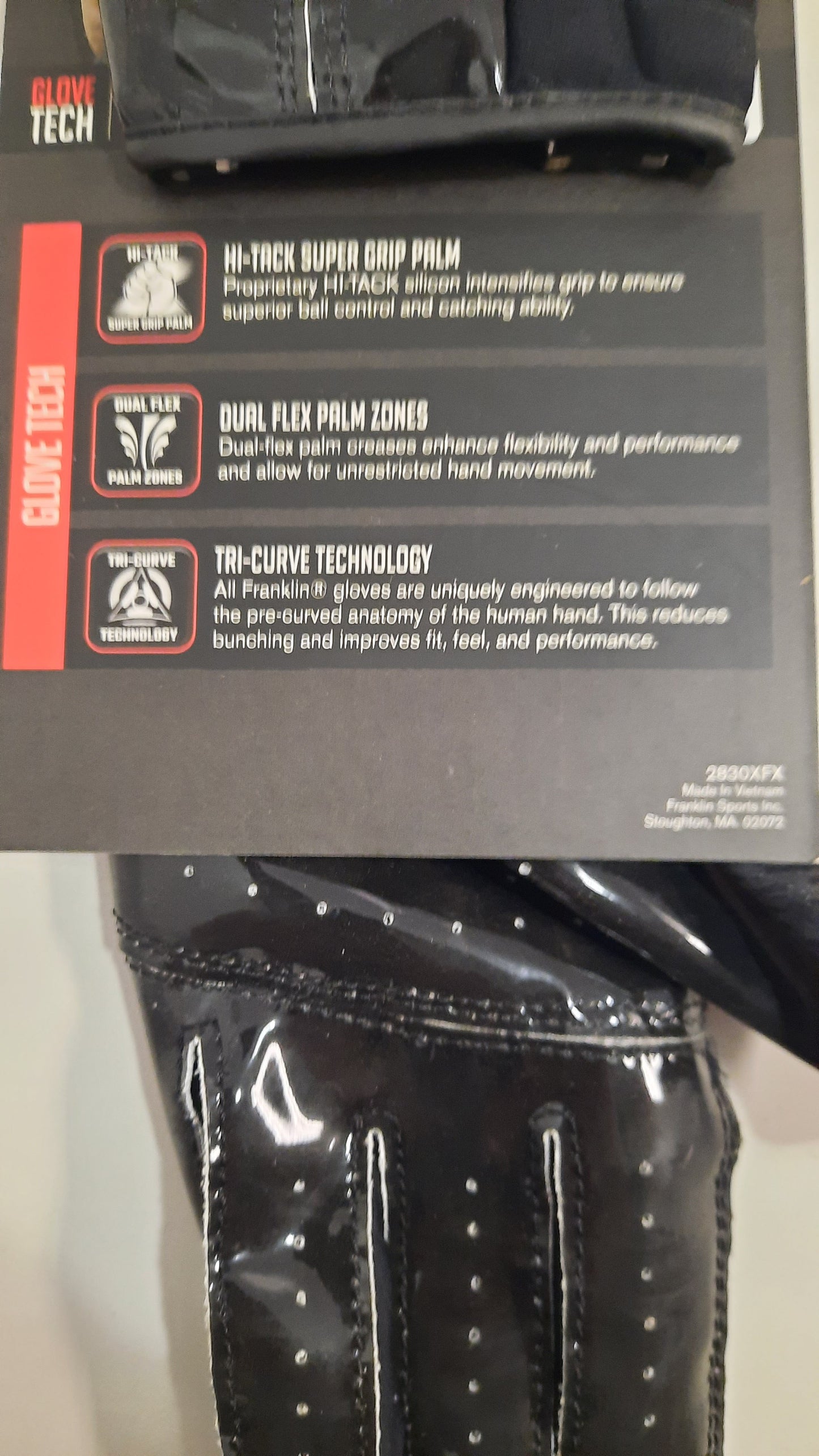 Franklin Football Gloves 1 Pair Hi-Tack Grip Ultra Stick Skill Positions Size Large Black New