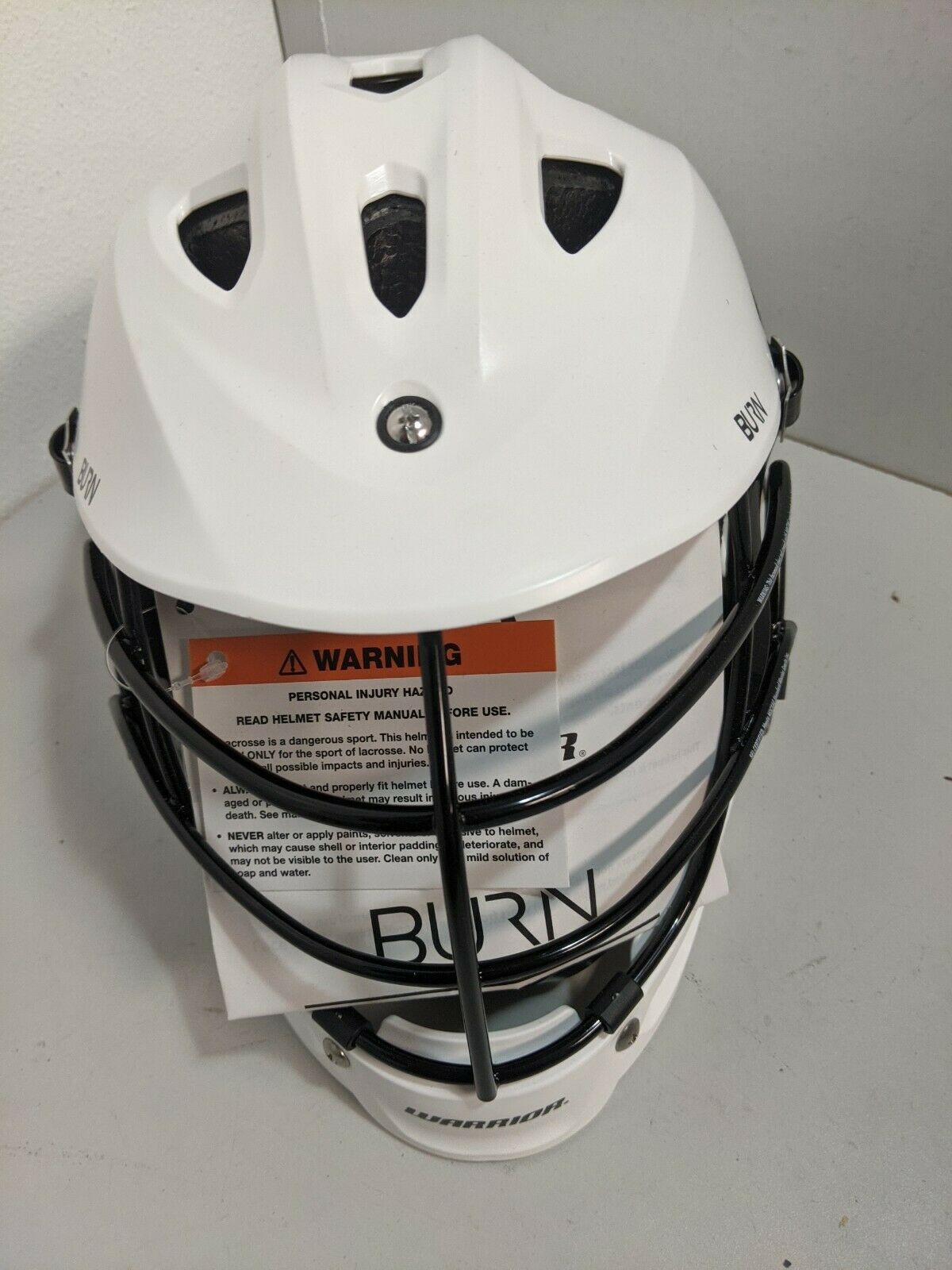 Warrior Lacrosse Helmet Burn Jr White or Black OSFM