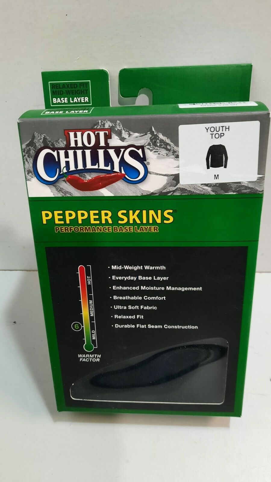 Hot Chillys Pepper Skins Performance Base Layers Size Youth Medium Black Shirt Winterwear