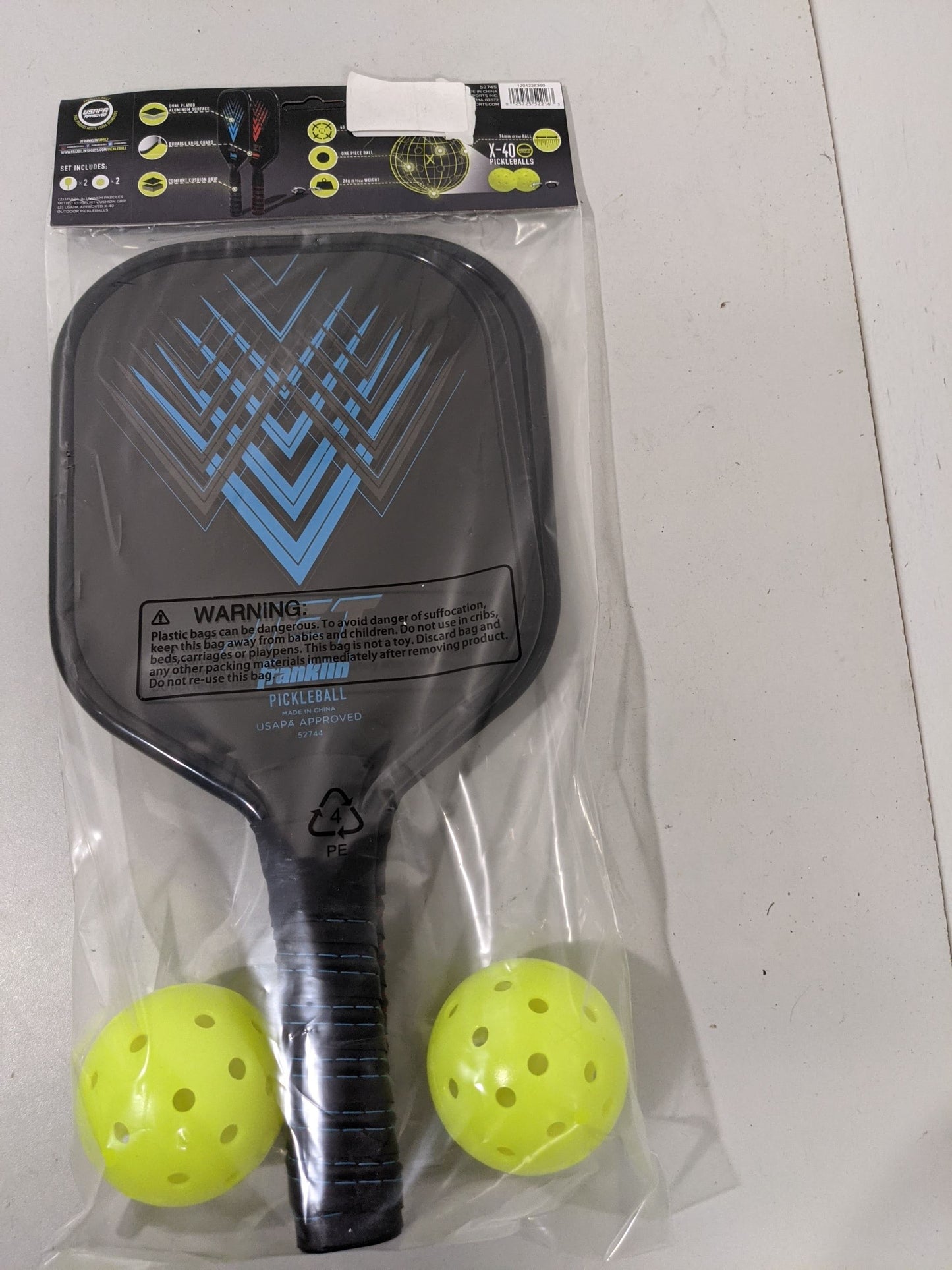 Franklin Jet Pickleball Paddle & Ball 2 Player Blue and Red New