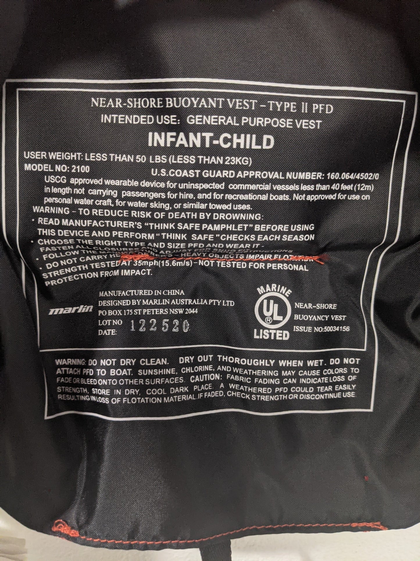 Flowt Infant Head Up Life Vest PFD New