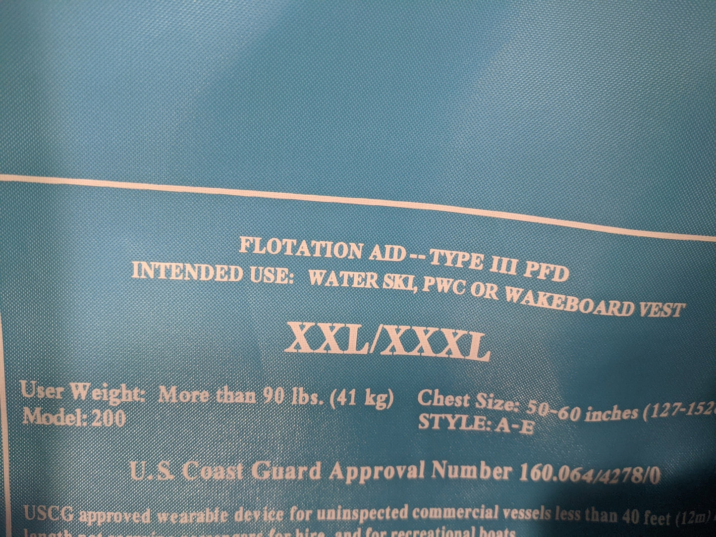 Exxel Life Vest PFD New Ski Vest Life Vest Size Adult XXL/XXXL >90LB 50"-60"