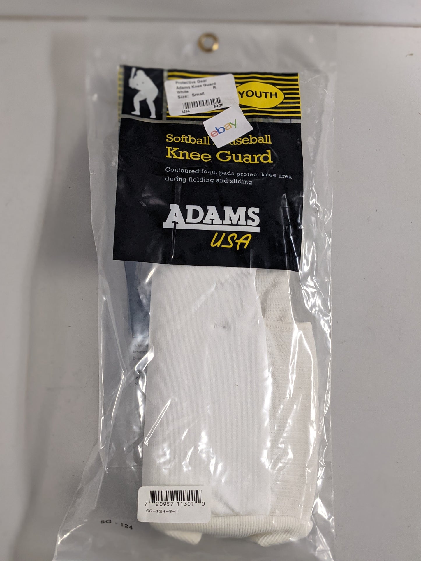 Adams Softball/Baseball Knee Guards Youth Baseball White New