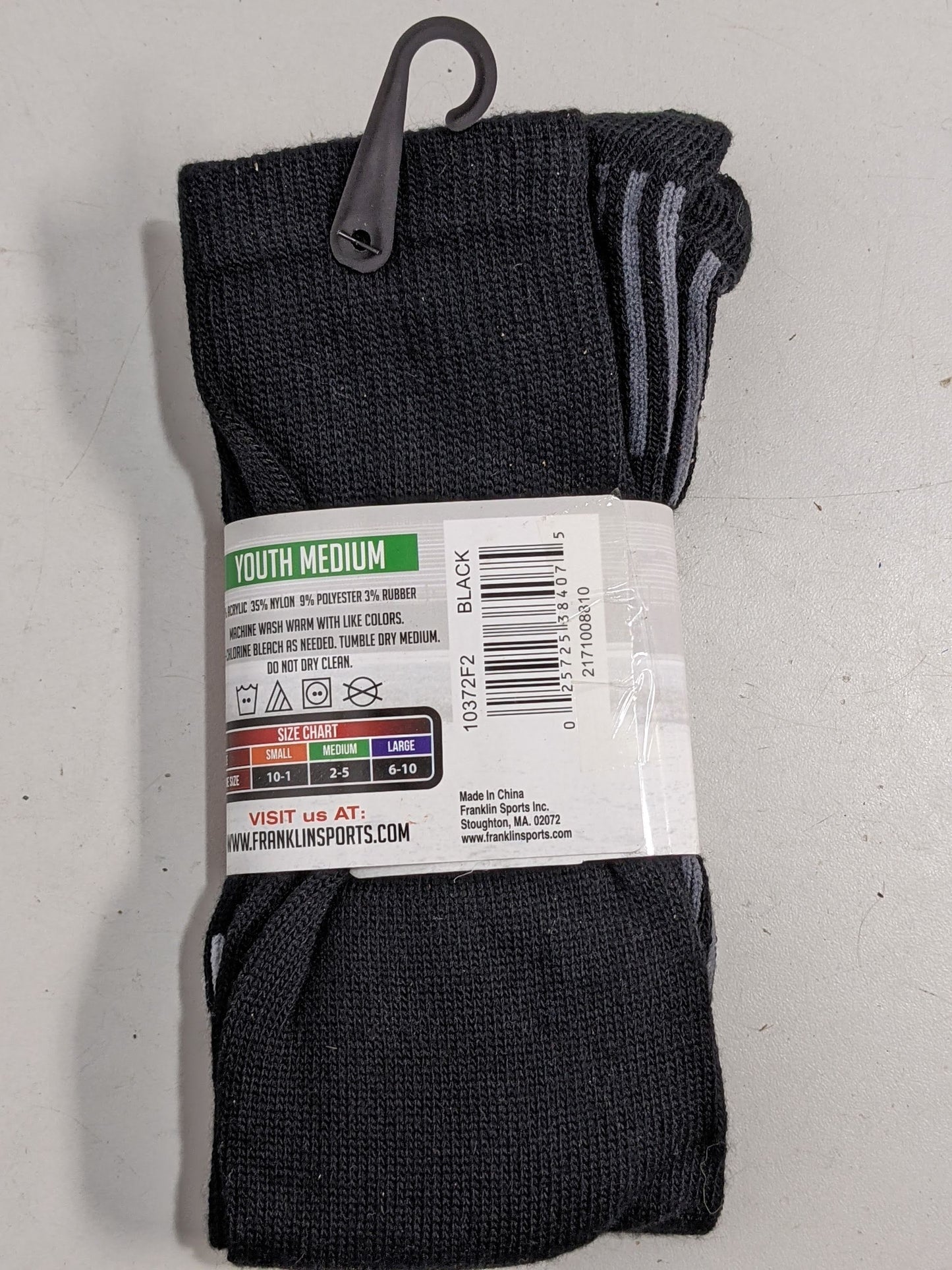 Franklin Baseball Socks, Black, Youth 2-5, New