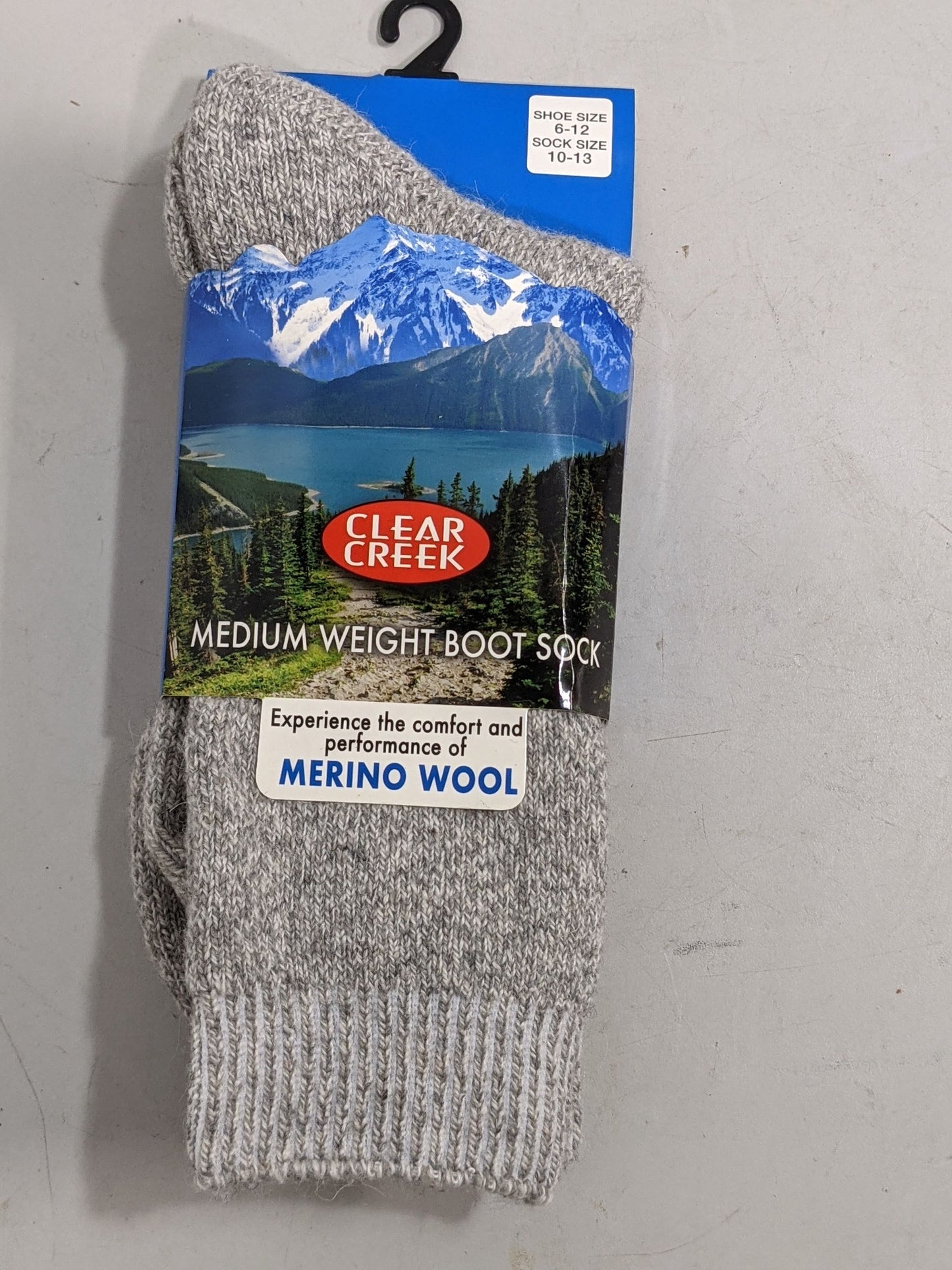 Clear Creek Merino Wool Medium Weight Boot Socks shoe size 6-12 New