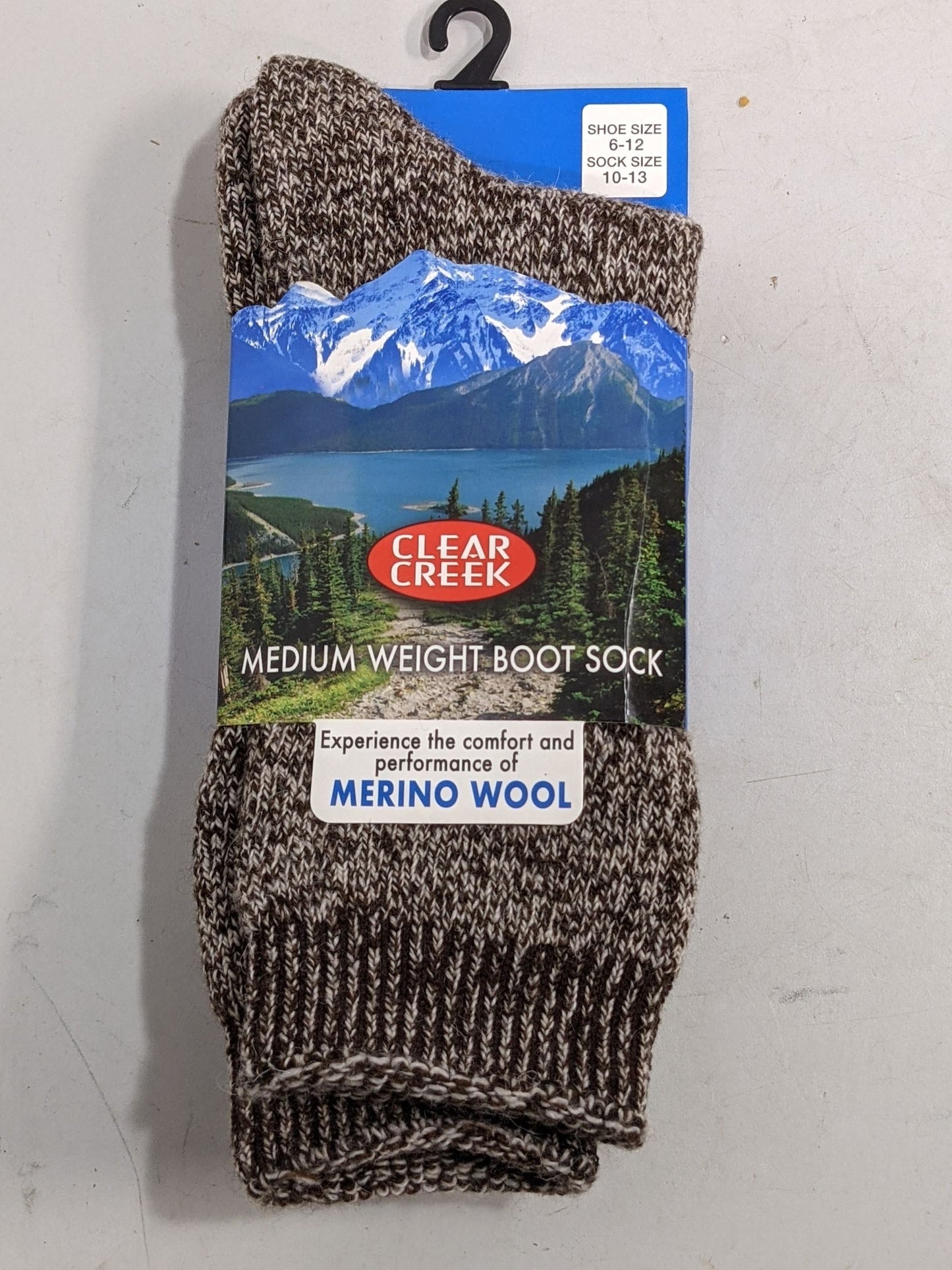 Clear Creek Merino Wool Medium Weight Boot Socks shoe size 6-12 New