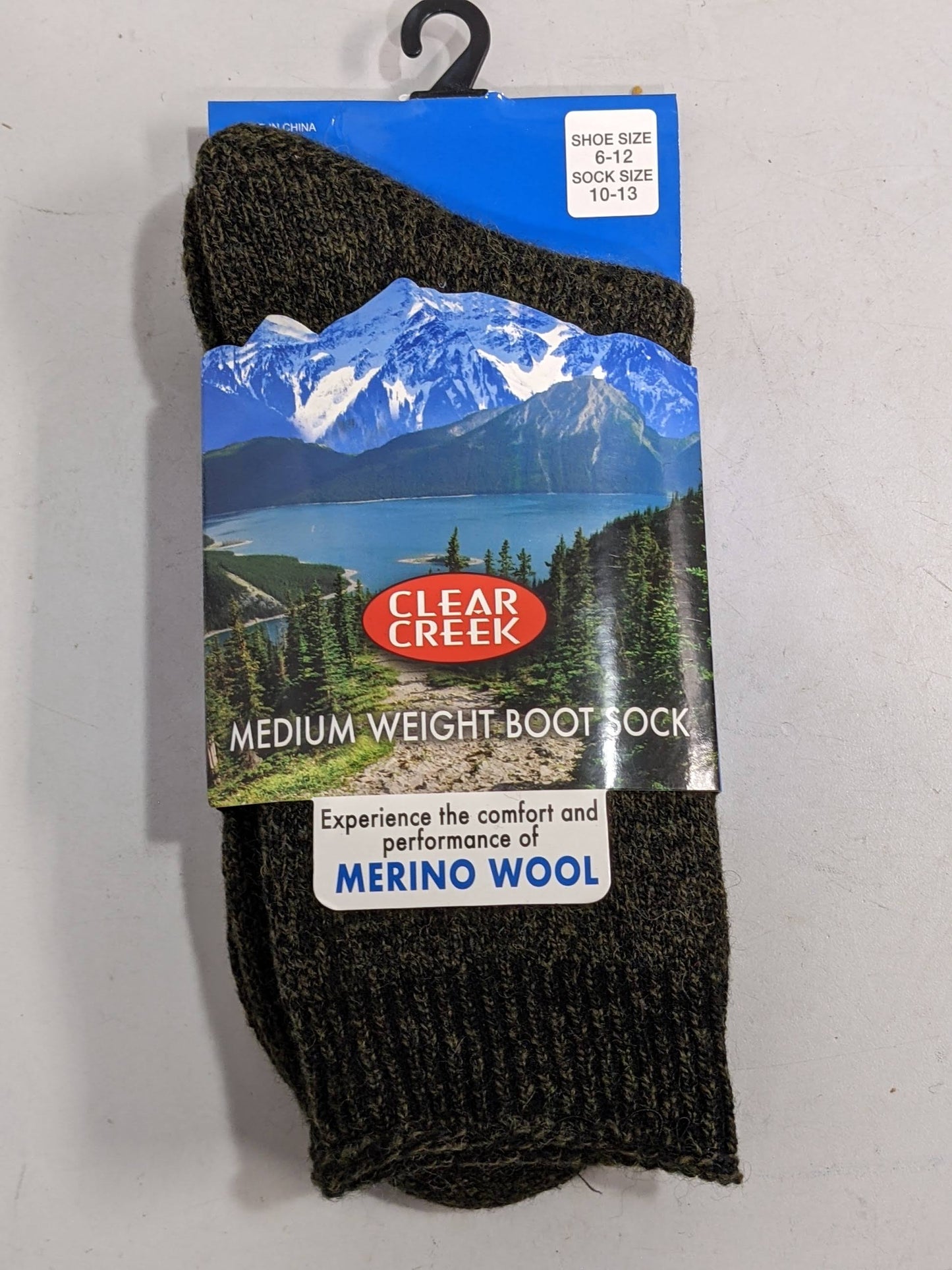 Clear Creek Merino Wool Medium Weight Boot Socks shoe size 6-12 New
