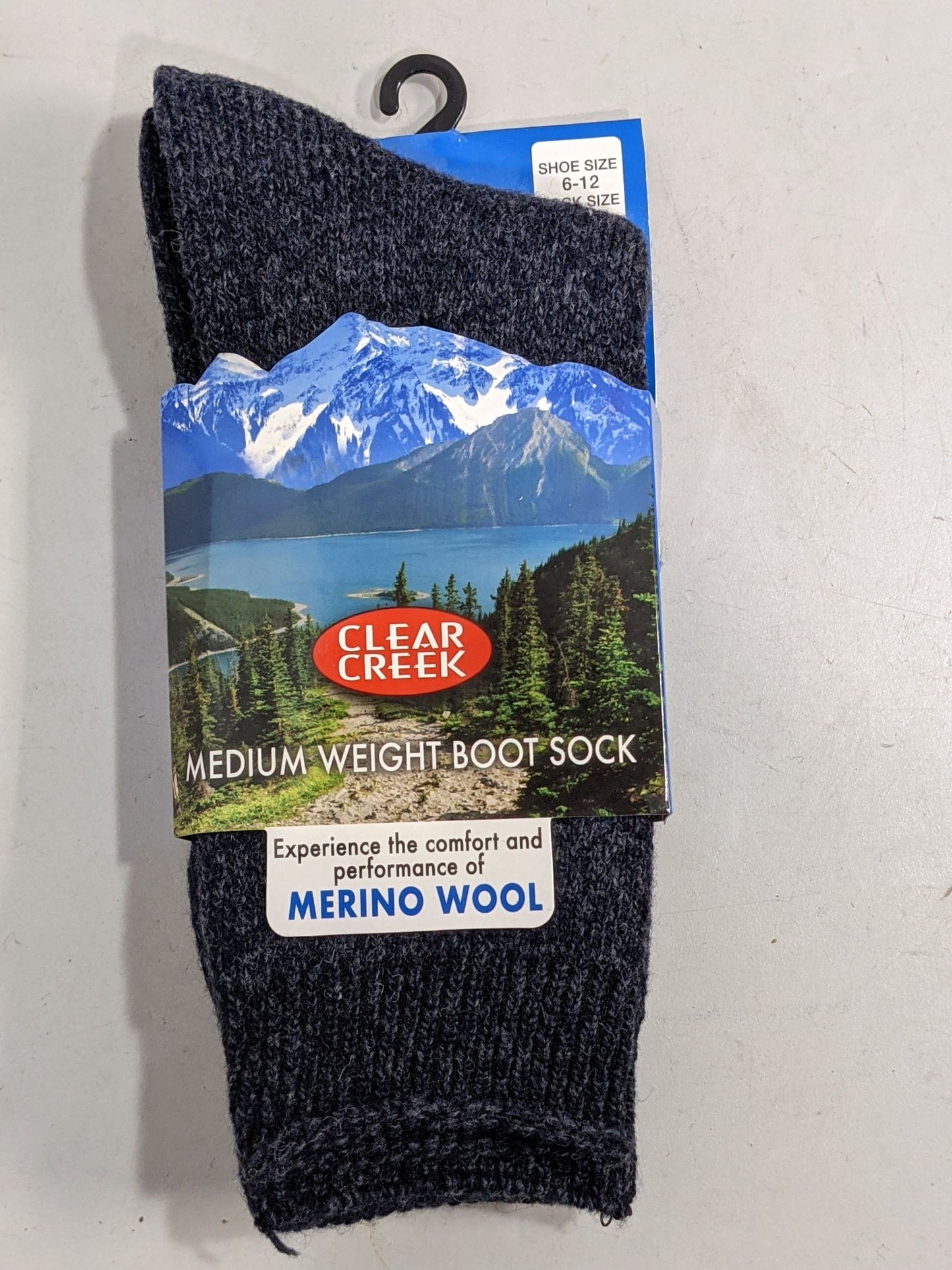 Clear Creek Merino Wool Medium Weight Boot Socks shoe size 6-12 New