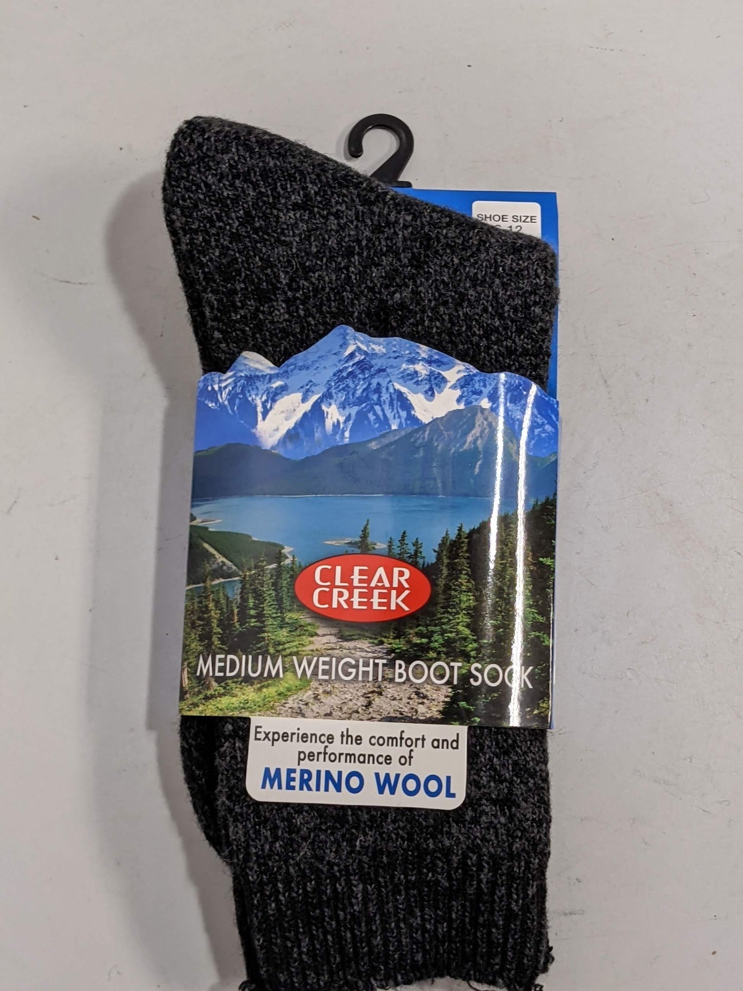 Clear Creek Merino Wool Medium Weight Boot Socks shoe size 6-12 New