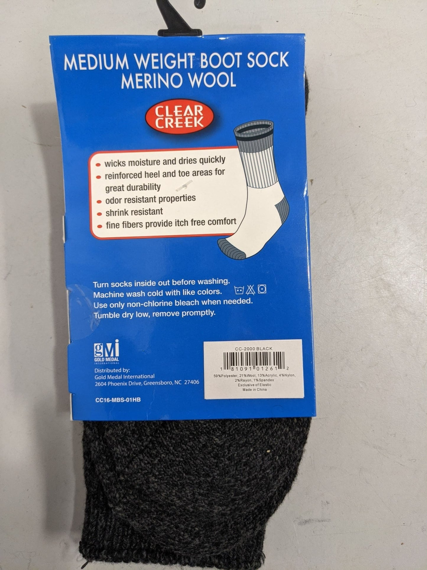 Clear Creek Merino Wool Medium Weight Boot Socks shoe size 6-12 New