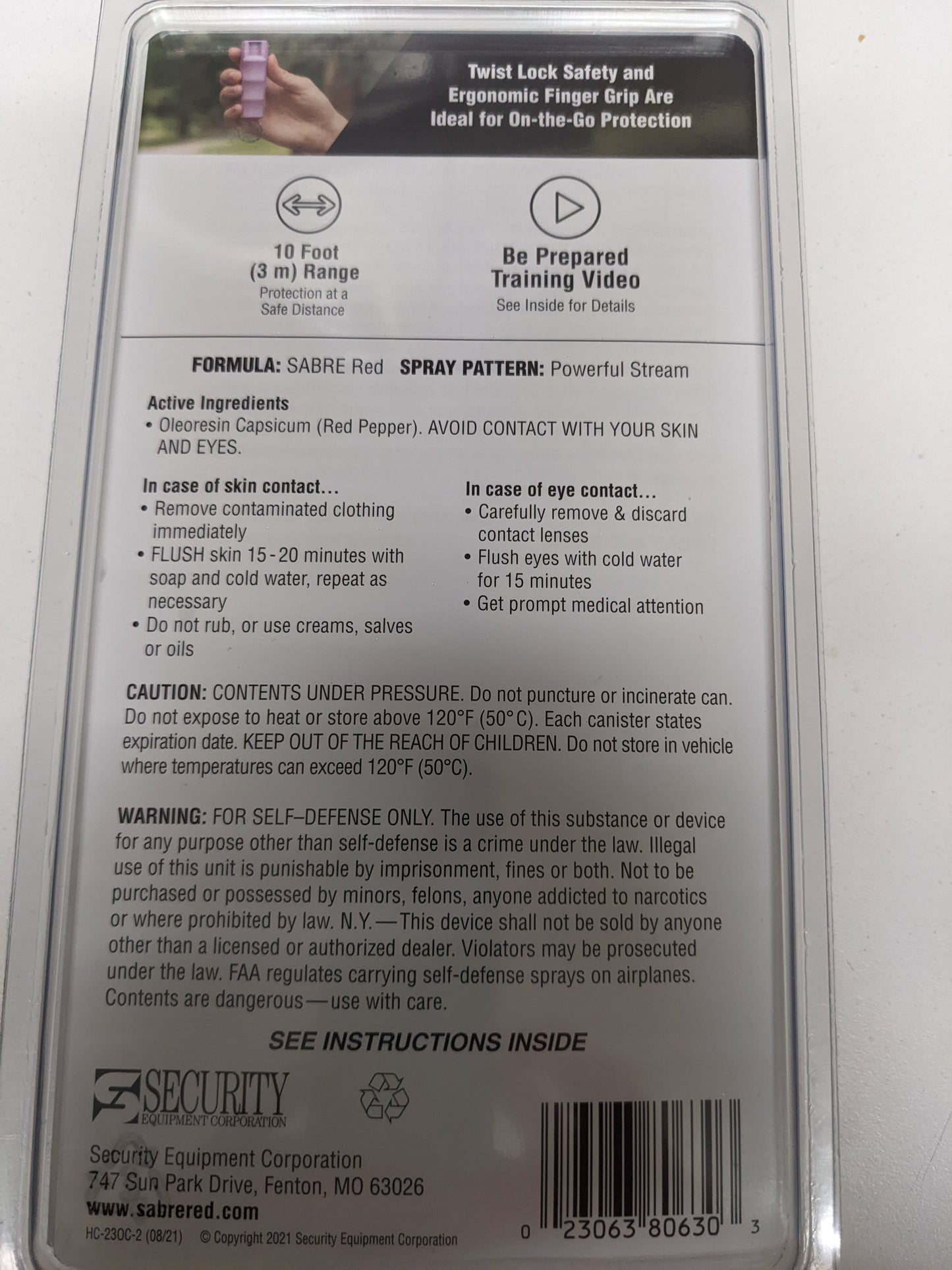 Sabre Pepper Spray 2 pack Black and Lavender Maximum Strength New