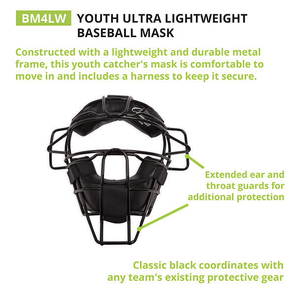 Champion Sports Ultra Lightweight Youth Mask Black New Umpire Catcher