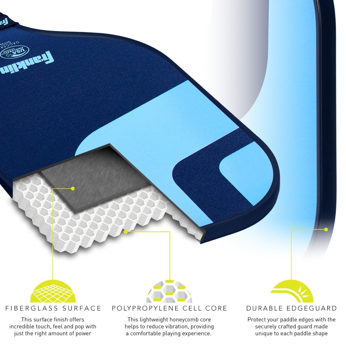Franklin Dagger Pickleball Paddle Propylene & Ball 2 Player Blue New