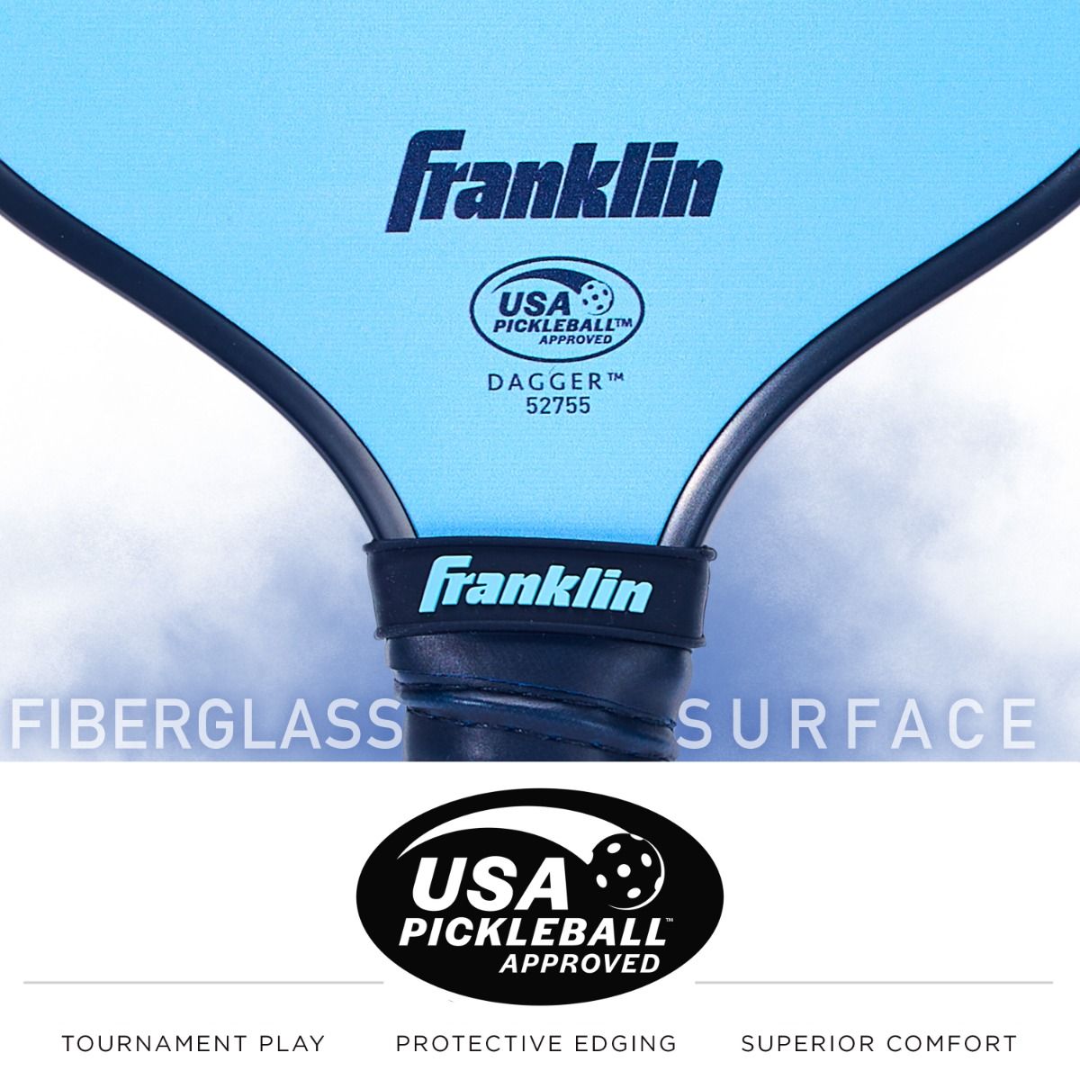 Franklin Dagger Pickleball Paddle Propylene & Ball 2 Player Blue New