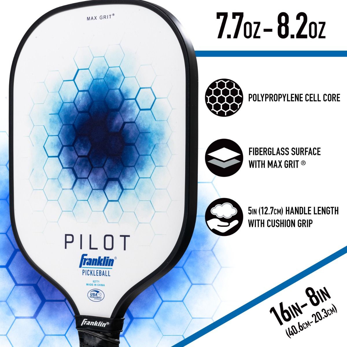 Franklin Pilot USAPA Pickleball Paddle Fiberglass Blue New