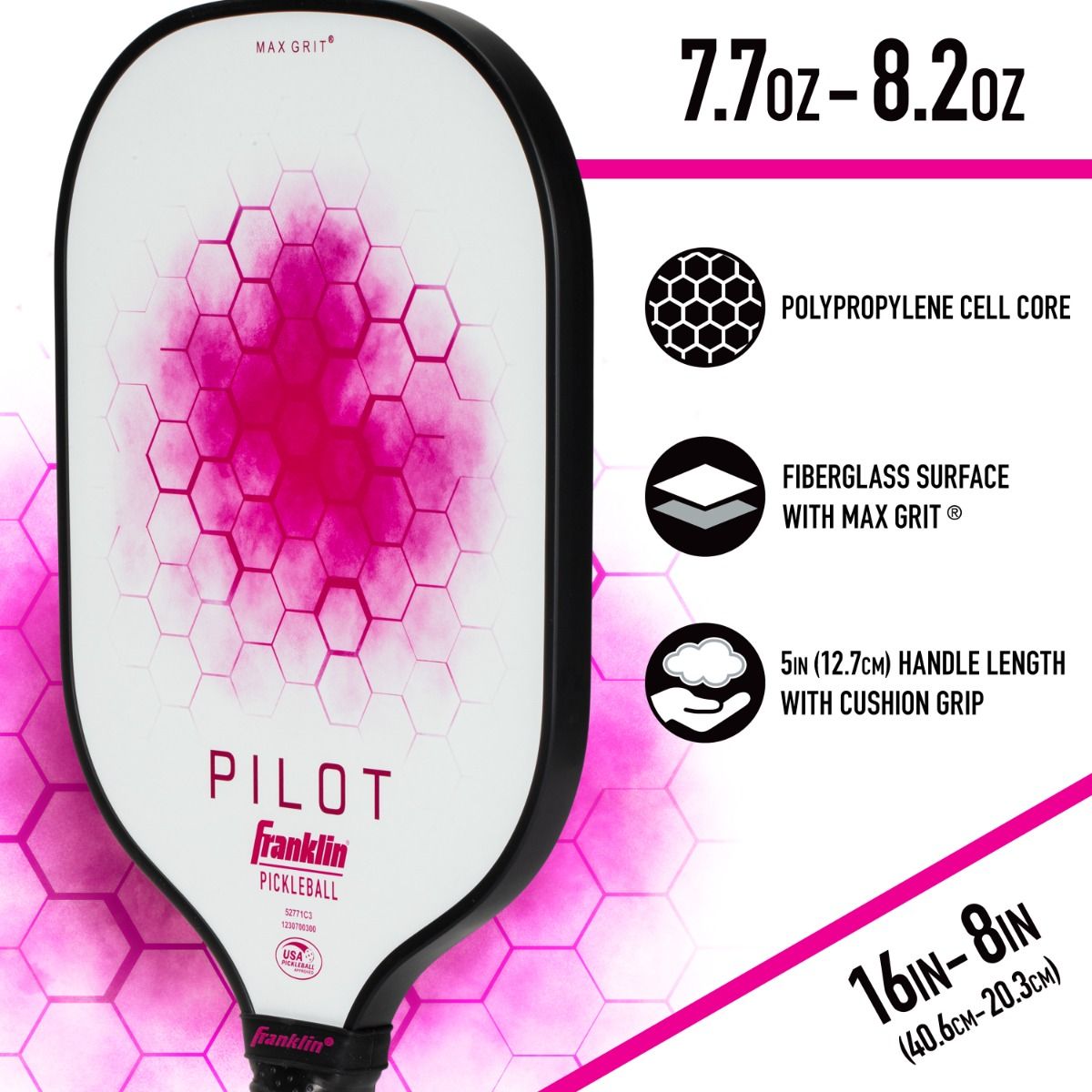 Franklin Pilot USAPA Pickleball Paddle Fiberglass Pink New