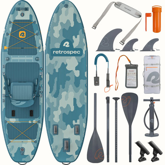 Retrospec June Inflatable Fishing Paddle Board Kayak Hybrid 11’6” New 320# Capacity