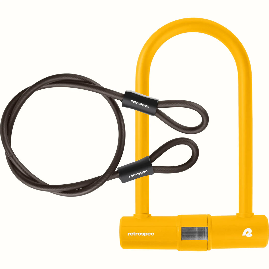 Retrospec Lookout U-Lock Bike Lock With Cable - 14mm New