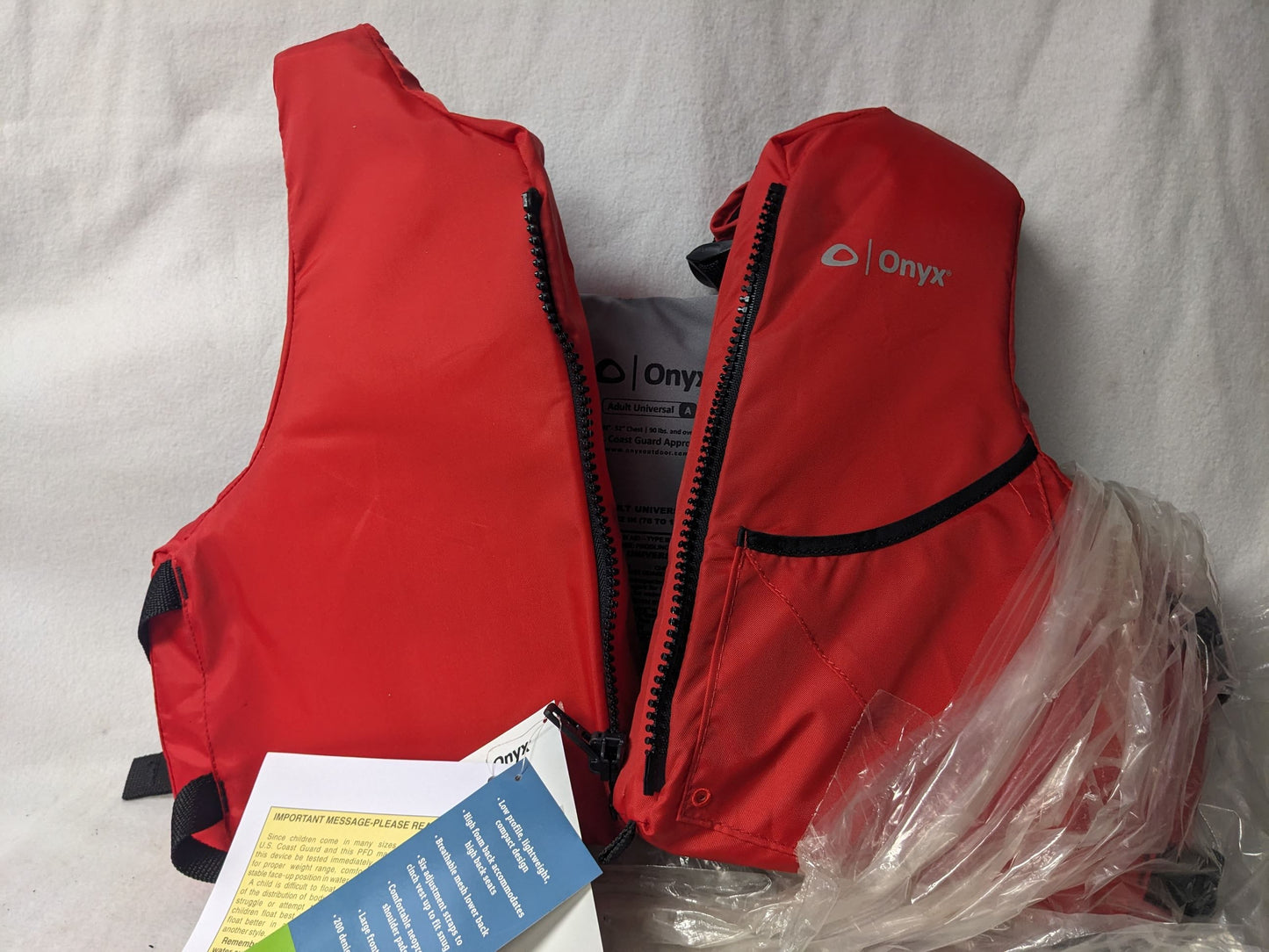 Onyx Type III PFD Size Adult Color Red Condition New with Tags