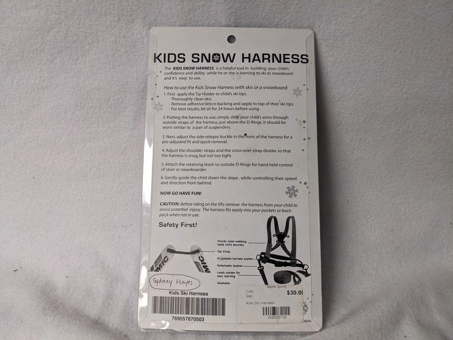Kids Snow Harness  size Youth Color Red Condition New In Packaging