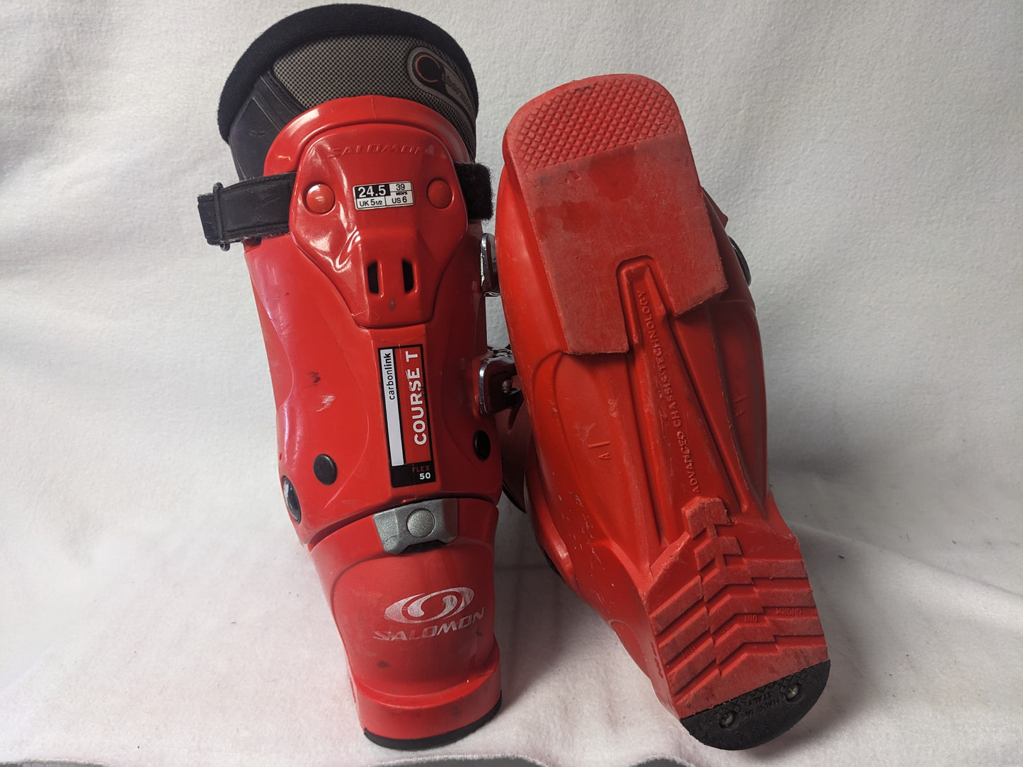 Salomon Course T Flex 50 Ski Boots Size 24.5 Color Red Condition Used