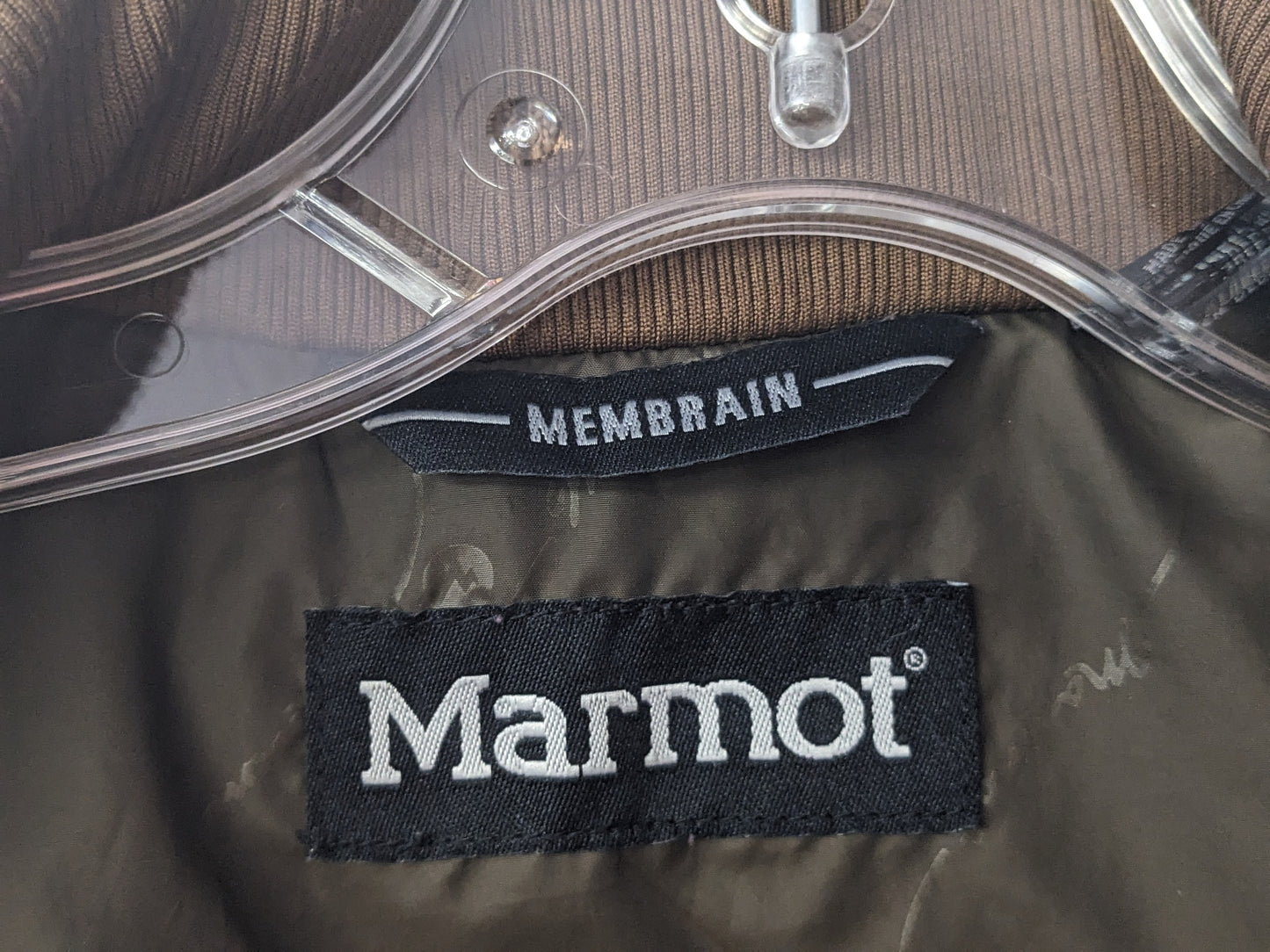 Marmot Shell Hooded Jacket/Coat Size Large Color Brown Condition Used