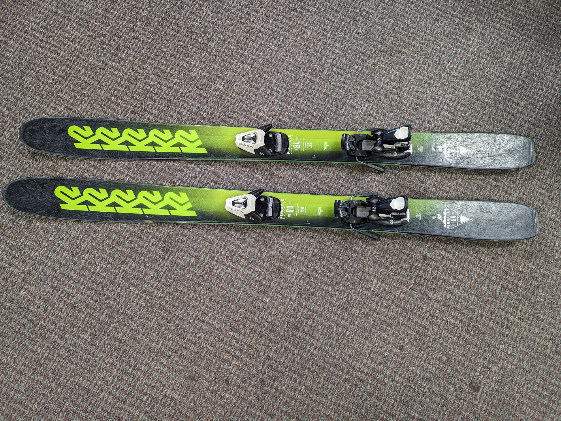 k2 bad seed skis with bindings K2 Pinnacle 84 Skis w/Salomon Bindings Size 129 Cm Color Green Conditi – Replays Sports Exchange