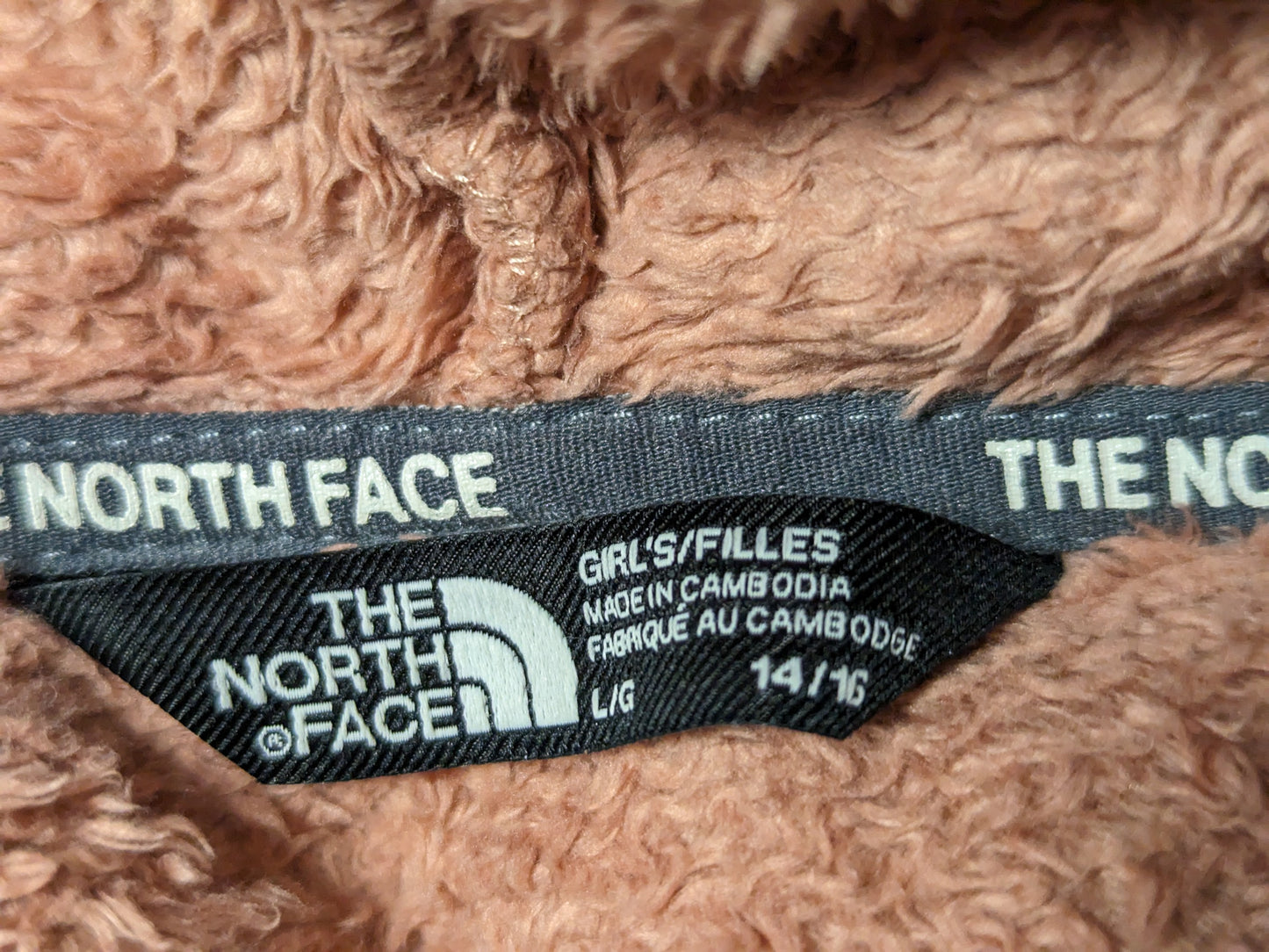 The North Face Youth Hooded Fleece Jacket/Coat Size Youth Large Color Salmon Condition Used