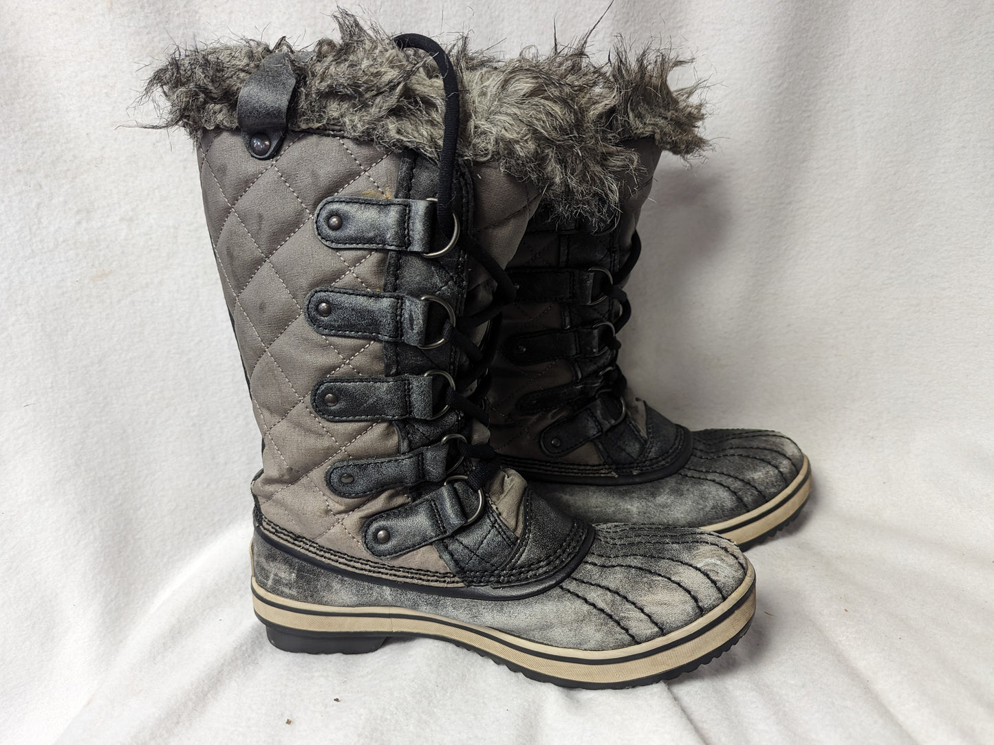 Sorel Insulated Winter Waterproof Snow Boots Size 7 Color Gray Condition Used