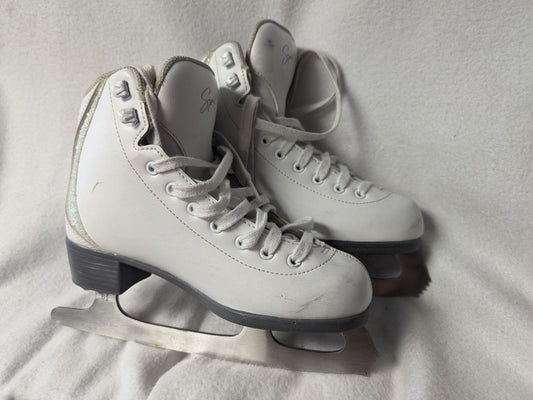 Riedell Sparkle Youth Figure Ice Skates Size 3 Color White Condition Used