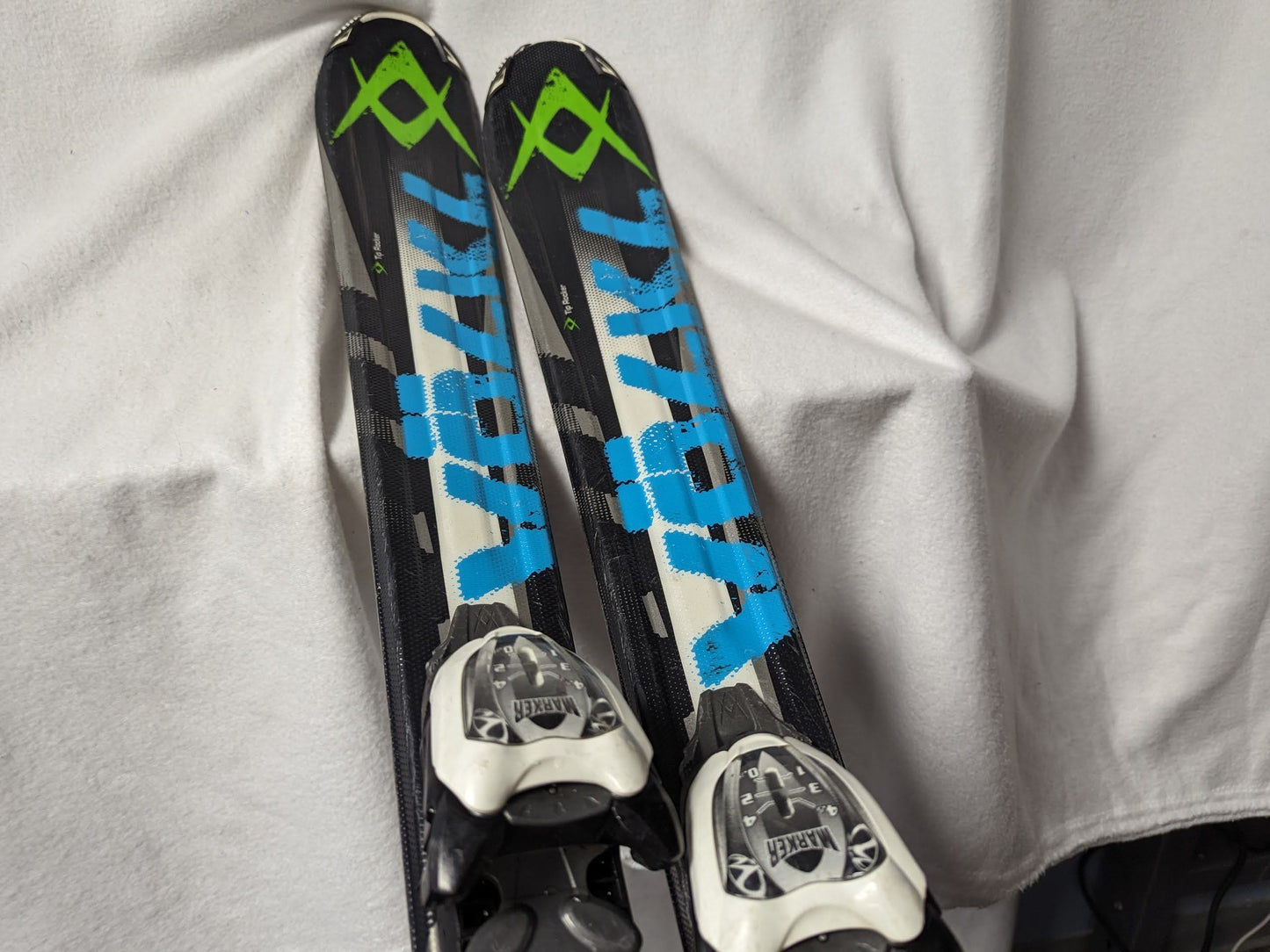 Volkl RTM JR. Skis w/Marker Bindings Size 130 Cm Color Blue Condition Used