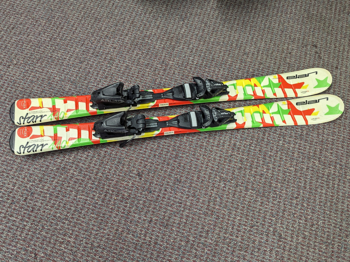 Elan Starr 110 Skis w/Elan Bindings Size 110 Cm Color White Condition Used