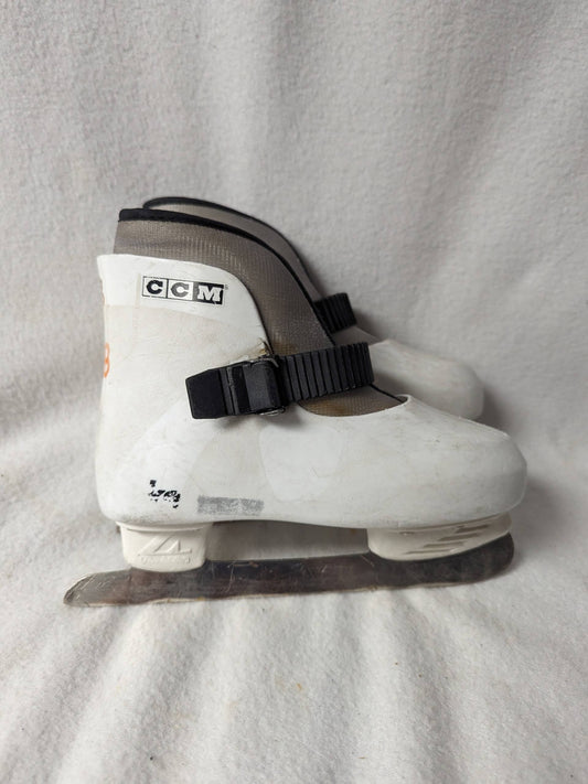 CCM Ice Hockey Skates Size Youth 12 Color White Condition Used